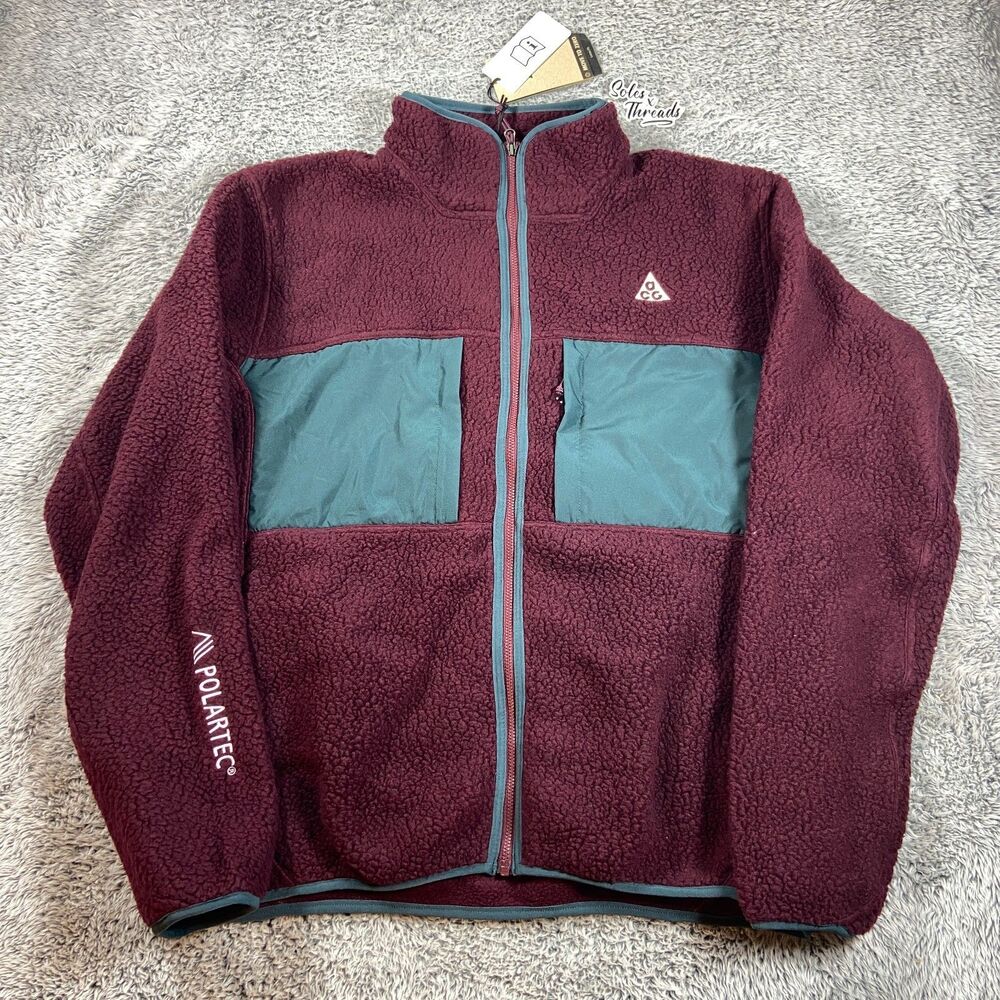 Nike ACG Arctic Wolf Full Zip Fleece Top Sz Medium Men Maroon Jungle FN0372-681